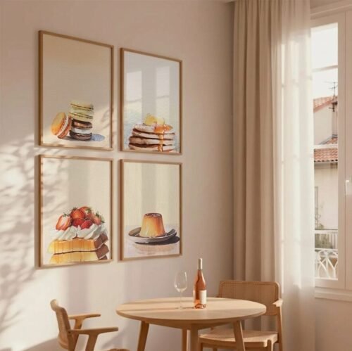 Set of 4 - The Sweet Tooth Quartet - Modern Pastel Dessert Gallery Wall
