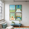 Set of 4 - The Urban Pups - Whimsical Pet Illustration Gallery Wall