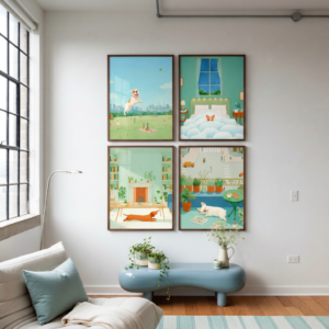 Set of 4 - The Urban Pups - Whimsical Pet Illustration Gallery Wall