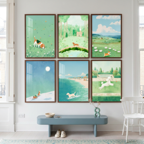 HTM - Set of 6 - The Nature Pups - Large Nursery Dog Illustration Gall_1 Set of 6 - The Nature Pups - Large Nursery Dog Illustration Gallery Wall