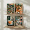 Set of 4 - A Weekend in Provence - Flower Market and Cafe Wall Art