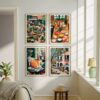 Set of 4 - A Weekend in Provence - Flower Market and Cafe Wall Art