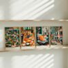Set of 4 - A Weekend in Provence - Flower Market and Cafe Wall Art