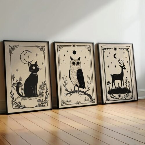 Set of 3 - Spirit of the Wild - Mystical Animal Wall Art