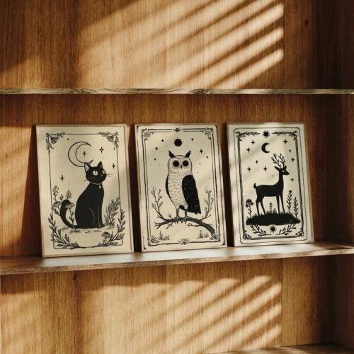 Set of 3 - Spirit of the Wild - Mystical Animal Wall Art