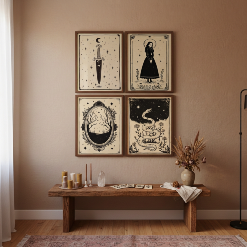 Set of 4 - Femme Fatale - Witchy Feminine Gothic Wall Decor