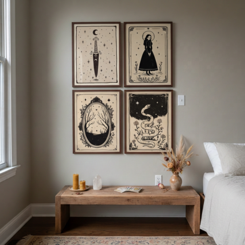 Set of 4 - Femme Fatale - Witchy Feminine Gothic Wall Decor
