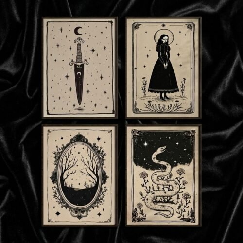Set of 4 - Femme Fatale - Witchy Feminine Gothic Wall Decor