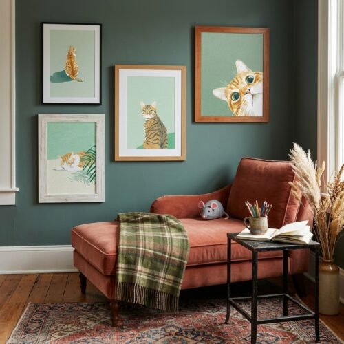 Set of 4 - Candid Moments - Playful Cat Art Print Set