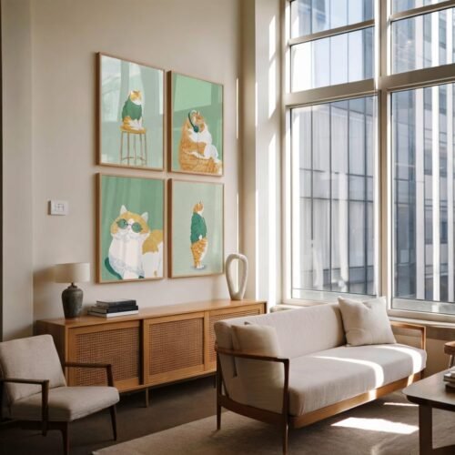 Set of 4 - The Chunky Orange Cat Illustration