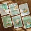 Set of 6 - Ginger & Matcha The Complete Set - Sage Green Animal Illustration Set
