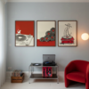 Set of 3 - The Red Groove - Retro Red and Black Vinyl Art Set