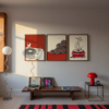 Set of 3 - The Red Groove - Retro Red and Black Vinyl Art Set