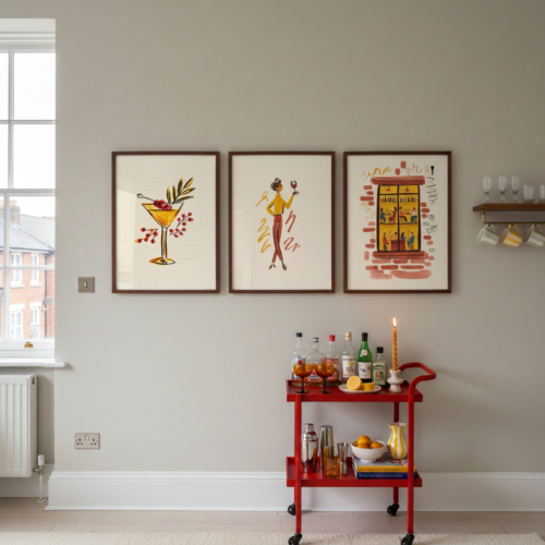 Set of 3 - City Sips & Bistro Nights - Cocktail Wall Art Print Set