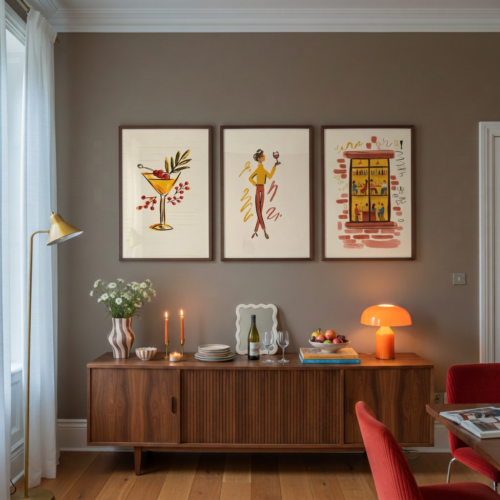Set of 3 - City Sips & Bistro Nights - Cocktail Wall Art Print Set