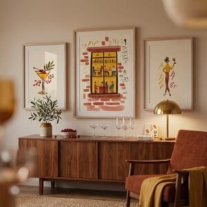 Set of 3 - City Sips & Bistro Nights - Cocktail Wall Art Print Set