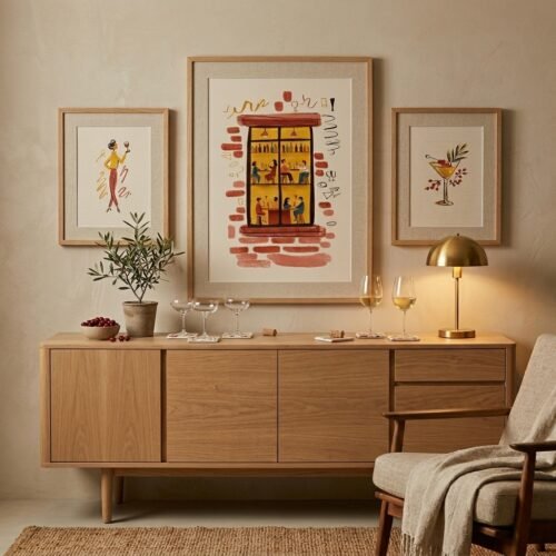 Set of 3 - City Sips & Bistro Nights - Cocktail Wall Art Print Set