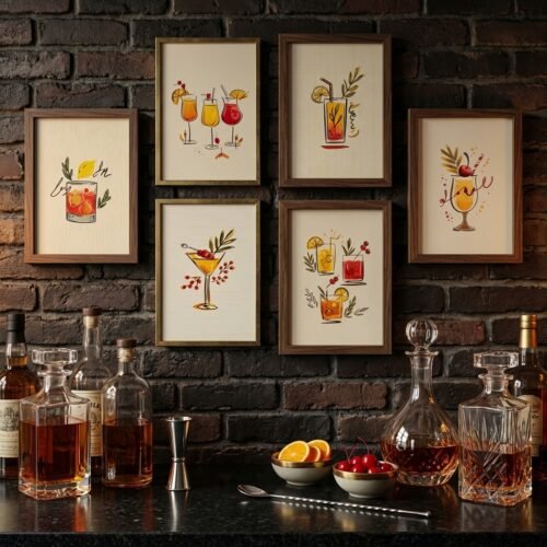 Set of 6 - The Ultimate Happy Hour Gallery - Cocktail Wall Art