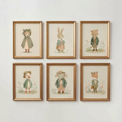 WF - Set of 6 - Little Dreamers - Storybook Nursery Animal Art Set_3 Set of 6 - Little Dreamers - Storybook Nursery Animal Art Set