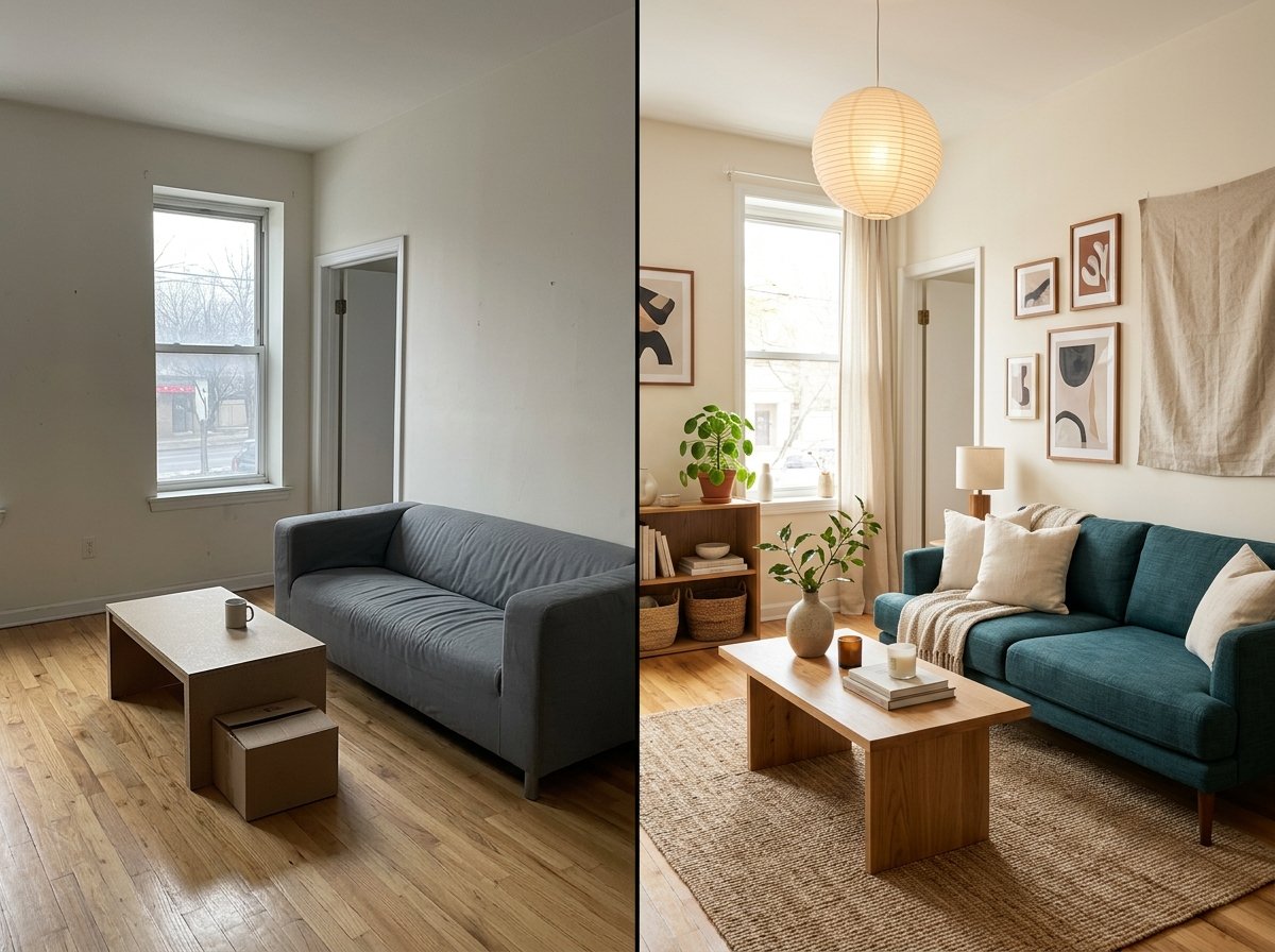 Apartment living area transformation