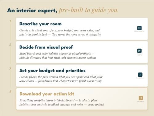 How The Interior Advisor works — pre-built AI design expert guides you through the room