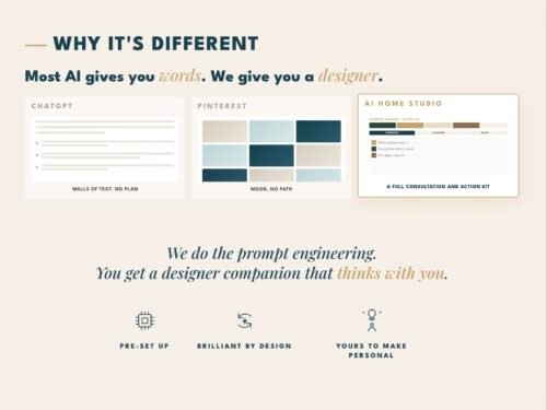 AI interior design consultation vs static Pinterest boards and chat that disappears