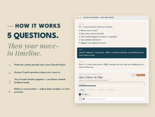 How the Renter Move-In Planner works — 5 questions, then your move-in timeline