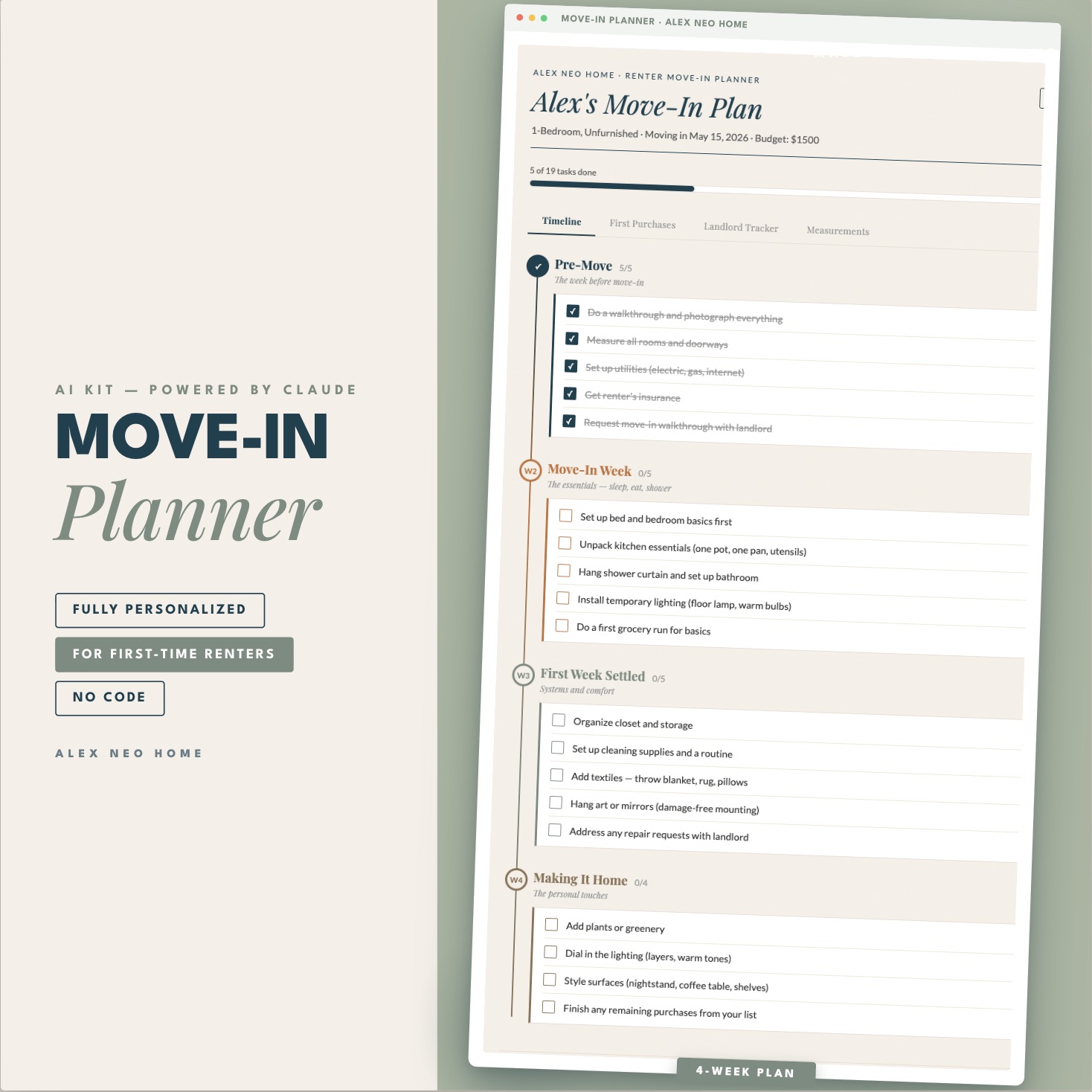 The AI Renter Move-In Planner — interactive move-in timeline