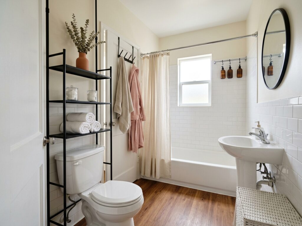 Small Bathroom Ideas for Renters: Four Zones, No Drilling Required