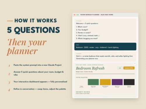 How the Room Refresh Planner works — 5 questions, then your AI refresh plan