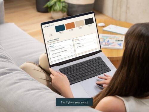 Refreshed rental room styled with the Room Refresh Planner palette