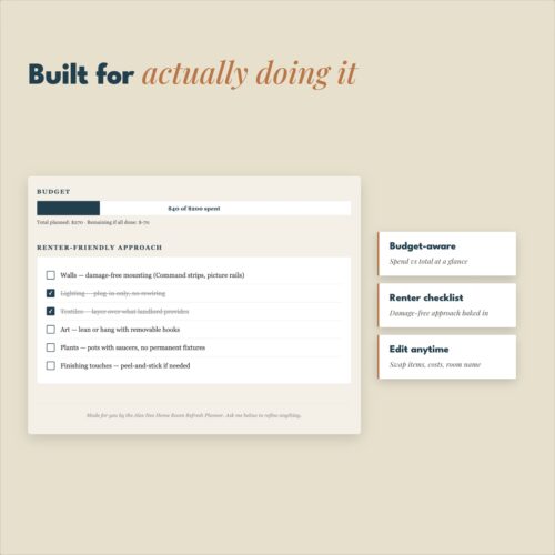 [AI] Room Refresh Planner — Interactive Plan & Budget Tracker