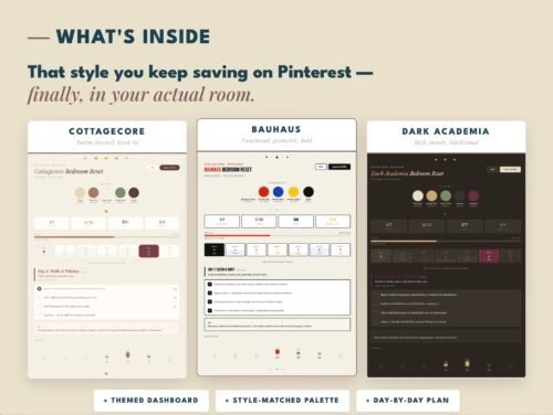 Screenshot AI 7-day room reset dashboard themed to your interior design style