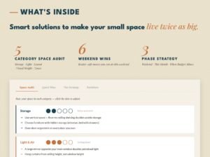 Smart AI small-space dashboard with audit, quick wins, and furniture plan