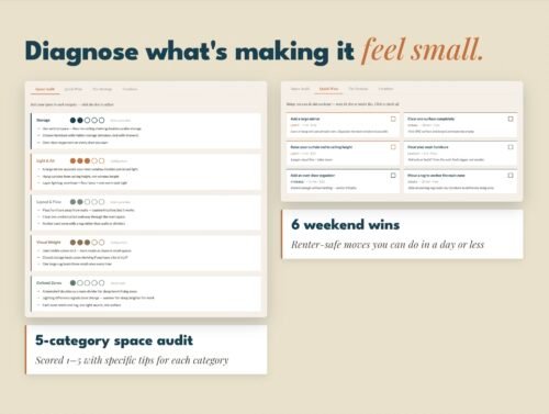 5-category space audit diagnosing what makes a small space feel cramped