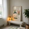 Trio of White Cats Dancing - Funny Nursery Decor - Sage Green Aesthetic Art