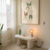 Trio of White Cats Dancing - Funny Nursery Decor - Sage Green Aesthetic Art