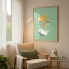Playful Kitties Print - Jumping Cats  Art - Sage Green Kids Room