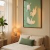 Playful Kitties Print - Jumping Cats  Art - Sage Green Kids Room