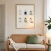 White Cats in Outfits Print - Funny Costume Art - Minimal Line Art Wall Decor