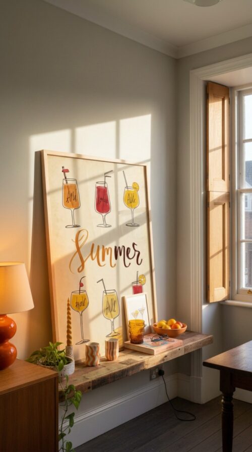 6-summer-drinks-in-sip-and-smile-009-shelf-lean Cocktail Menu Poster - 6 Drinks Illustration - Kitchen Bar Chart Art