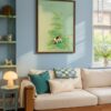 Beagle-sniffling-flower-trail-in-happy-tails-004-sofa-wall Beagle Nursery Wall Decor – Cute Dog in Nature Print – Gift for Beagle Lover