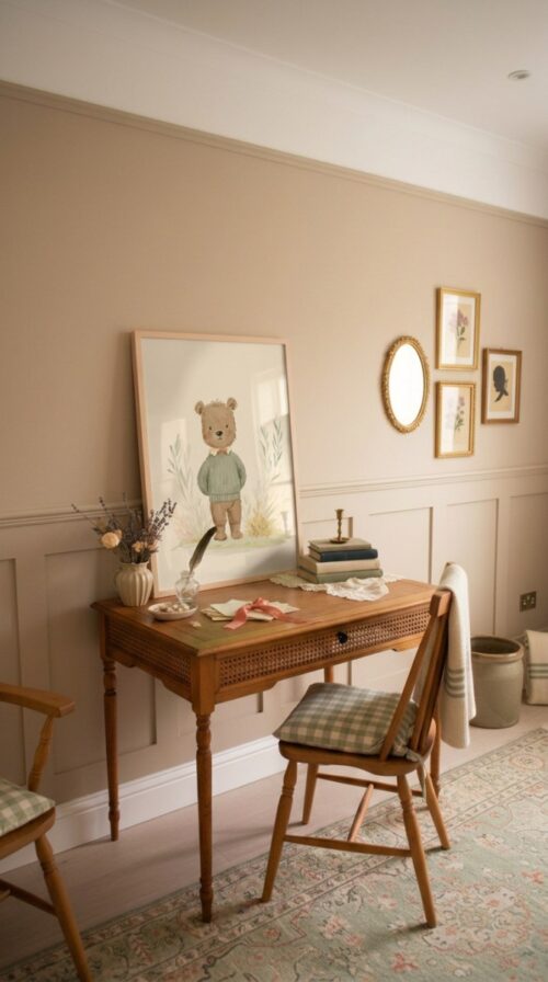 Bear-boy-3-in-woodland-friends-003-writing-desk Vintage Bear Boy Art Print - Woodland Nursery Decor - Cute Animal in Suit Poster