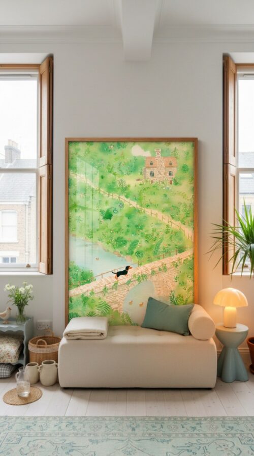Dachshund Nursery Wall Art – Whimsical Forest Dog Print – Gift for Weiner Dog Lover
