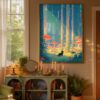 Black-cat-in-mushroom-forest-in-black-cat-woods-017-bcw-book-wall Black Cat & Giant Mushroom Forest – Dreamy Nature Print Decor
