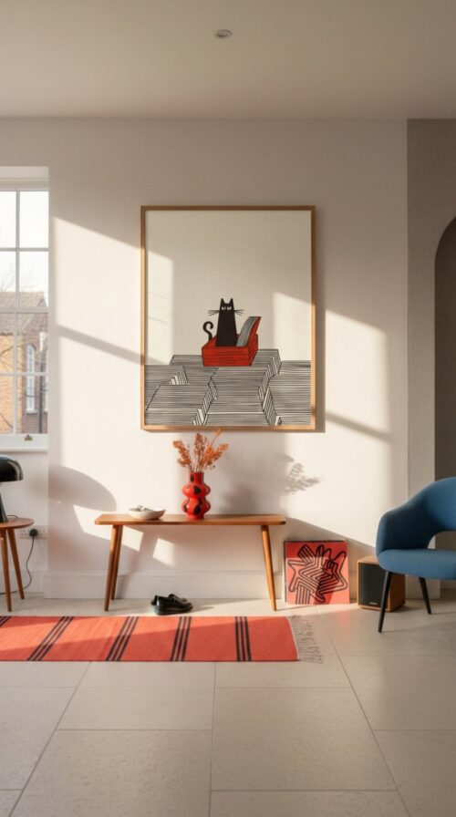 Cat in Records Box - Music Room Decor