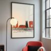 Black-cat-messy-wires-in-red-vinyl-008-reading-nook Confused Cat with Speakers - Funny Cat Wall Art