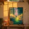 Black Cat among the Colorful Flower Woodland – Fantasy Nature Illustration