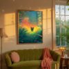 Black Cat among the Colorful Flower Woodland – Fantasy Nature Illustration