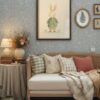 Bunny-cute-in-woodland-friends-016-daybed-corner Baby Bunny Art Print - Neutral Nursery Decor - Cute Rabbit Illustration